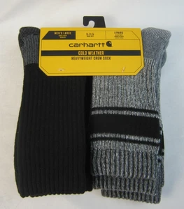 Carhart Cold Weather Heavyweight Crew Socks L 9-11.5 NEW - 4 Pairs Grey & Blk - Picture 1 of 5
