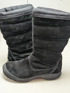 Womens Merrell Encore Divine Midnight Zip Up Black Leather Boots J66250 Size 9.5 - Picture 1 of 7