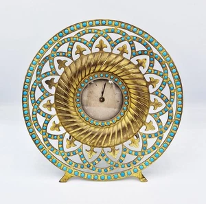 JUEGO RELOJ CIRCULAR FINO ART DECO COBRE DORADO Y TURQUESA c1925 - Imagen 1 de 8