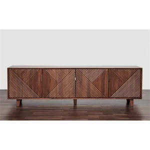Pemberly Row Contemporary Linear Solid Wood 68" TV Stand for TVs up to 78" - Picture 1 of 13