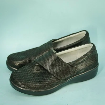 Alegria 38 Talla 8.5 Negro Lauryn Metálico Sin Cordones Gancho Lazo Zueco Zapatos Cómodos Foto 1 de 4