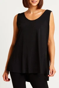 Planet by Lauren G schwarz MATT JERSEY SHIRTTAIL TANK doppelter U-Ausschnitt (2) 10 14 - Bild 1 von 6
