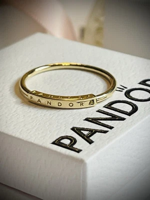 Authentic Pandora 14k Gold Signature I-D Collier Ring 152230C00-58 size 8.5 $550 - Image 1 of 4