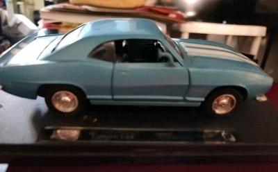 VTG Toy Camaro 1967 Z28 1/32 Scale Baby Blue Die Cast Car Mounted To Plastic St. - Image 1 of 4