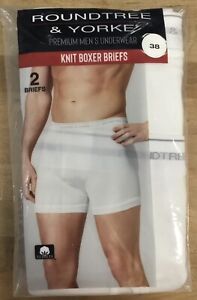 RoundTree & Yorke Men's Cotton KNIT BOXER BRIEFS , White , 38