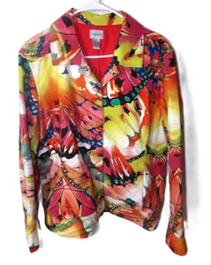 CHICO'S SZ.3(XL) MULTI COLOR SNAP FRONT LONG SLEEVE JACKET - Picture 1 of 6