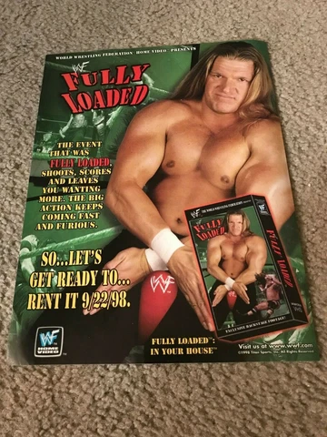 Vintage 1998 WWF FULLY LOADED VHS Video Poster Print Ad TRIPLE H DX WWE RARE Cover
