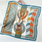 100 % Maulbeer Seide Schal geometrischer Druck Büro Krawatte Haarband 21 Zoll blau