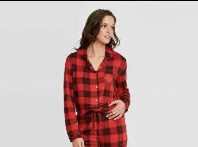 TOP ONLY Womens Pajamas Size XS Stars Above Buffalo Check Beautifully Soft - Image 1 of 4