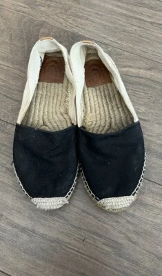 Alpargata Tory Burch Colorblock Plana Crema Negra Logo Talla 8 Foto 1 de 4