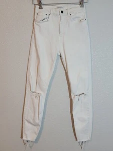 Zara Jeans Damen Größe 6 Regular Skinny Used Stretch Mid Rise Denim Weiß - Bild 1 von 12