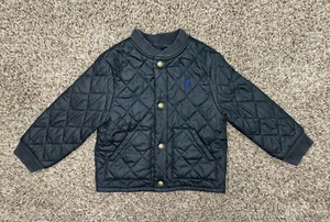 Polo Ralph Lauren gesteppte gefütterte Jacke Knopf Jungen Kleinkind Größe 2 schwarz Taschen - Bild 1 von 13
