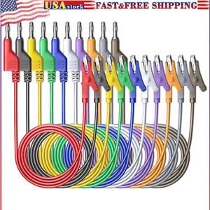 Stackabe Banana Plug to Alligator Clips Test Leads 10 Colors Flexible Electrical - Picture 1 of 5