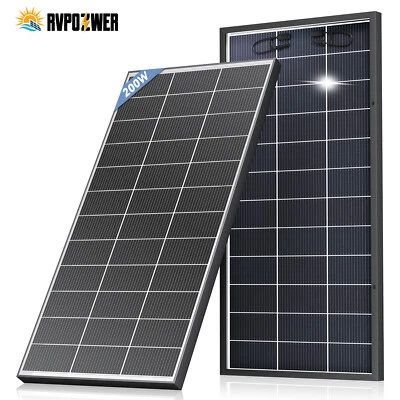 RVPOZWER 200W Bifacial Solar Panel 12V Mono 18BB High-Efficiency PV for Home/RV/Off-Grid