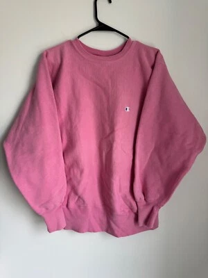 Sudadera Vintage Años 90 Champion Tejido Inverso Rosa Chicle Vellón Logo Grande L Foto 1 de 4