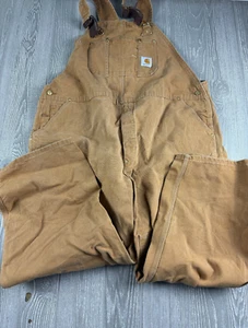 Carhart Herren Canvas hellbraune Latzhose Arbeitskleidung Größe 48 R01 BRN Schrittlänge 28 - Bild 1 von 13