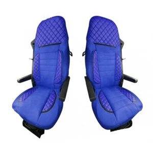 2x Deluxe Blau Beifahrer + Fahrer Eco Leder Sitzbezüge für DAF XF 105 2004-2013 - Bild 1 von 5
