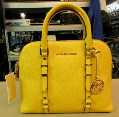 Authentic New NWT Michael Kors $298 Leather Bedford Legacy SunFlower MD Satchel - Image 1 of 4