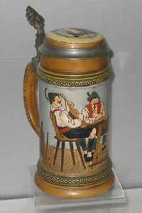 GERMAN ETCHED BEER STEIN SIGNED # 1758 ca.1900 - Picture 1 of 12