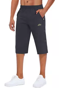 Men's 3/4 Length Pants Running Sports Capri Shorts Outdoor Hiking Casual Pants - Picture 1 of 8