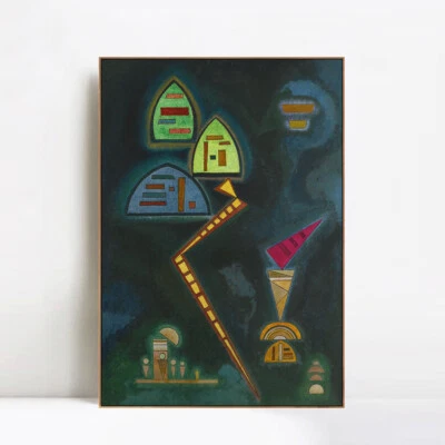 Impresión en lienzo enmarcada verde por Wassily Kandinsky arte de pared decoración del hogar Foto 1 de 4