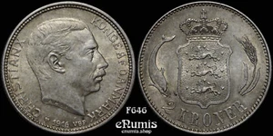 DÄNEMARK, Christian X, 2 Kroner 1916 VBP AH, UNC - Bild 1 von 6