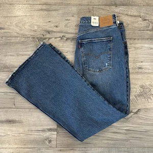 Levi's 70's High Flare Leg Jeans Medium Wash Distressed Denim 34 x 32 - Picture 1 of 14