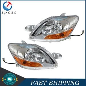 Halogen Headlight Assembly Chrome LH+RH Side For 2007-2011 Toyota Yaris Sedan - Picture 1 of 11
