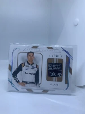 2021 Panini National Treasures Racing Aric Almirola 1/1 Race Used Firesuit - Image 1 of 4