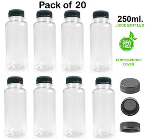 PET Clear Food Grade Plastic Juice Bottles With Screw Top Tamper Evident Cap