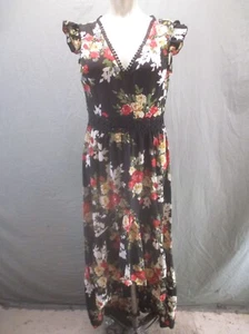 NWT Ruiyige Size S Womens Floral Lace Trim V-Neck Cutout Back Maxi Dress 057 - Picture 1 of 10