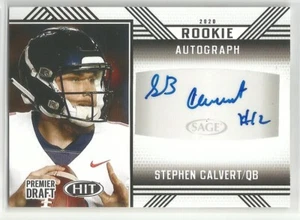 2020 Sage Hit Premier Draft High Football Stephen Calvert Rookie Auto #A93 Black - Picture 1 of 2