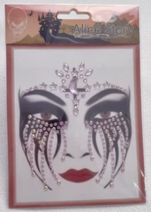 Halloween Day Of The Dead Sugar Skull Diamante Jewels Sticker Face Gem Baby Pink - Picture 1 of 3