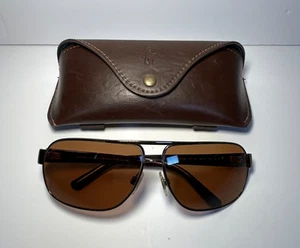 Ralph Lauren Aviator Sunglasses 3066 Red Frames Made In Italy & Vintage Case - Picture 1 of 13