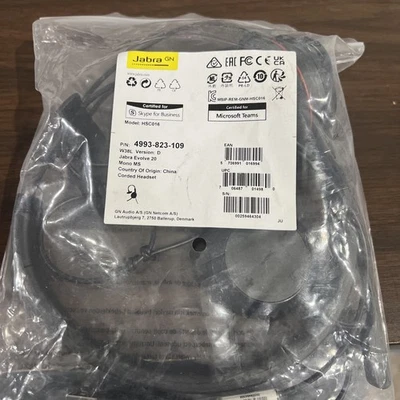 Jabra Evolve 20 Headset Mono USB Wired Corded Black 4993-823-109 HSC016 - Image 1 of 2