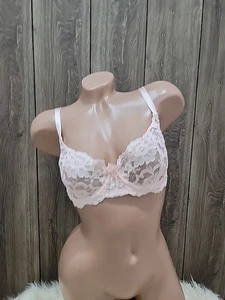 90s Y2k Vintage Victoria’s Secret Pink Second Skin Satin Liquid Lace Bra 38D - Bild 1 von 6