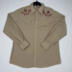 Vintage Rocking K Ranchwear Kennington Pearl Snap Men's XL Beige Native American - Picture 1 of 10