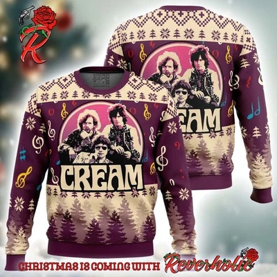Cream Band Ugly Christmas Sweater Knitted Ugly Christmas Sweater - Image 1 of 2