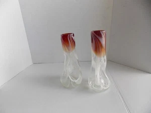 2 x VINTAGE ART BLOWN GLASS  VASE 9  " and 8 3/4" - Picture 1 of 9