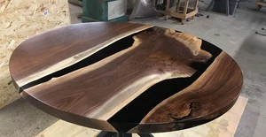 Black Epoxy Table, River Coffee Table, Wood Epoxy Table, Home Decor Furniture - Picture 1 of 8