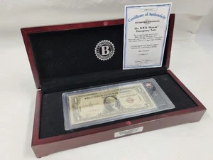 1935-A WWII "Hawaii" Emergency 1/One Dollar Note in Slab & Display Case w/ COA - Picture 1 of 9
