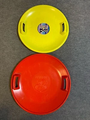 2 Schneerutscher#Rutschteller#roter Schneeteller(HAMAX)#Rodeltel gelb(SUPERSTAR) - Bild 1 von 4