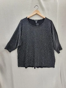 NWT Alfani Black & Silver Glitter 3/4 Sleeve $65 Top Size-2X - Picture 1 of 8