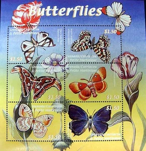 GRENADA GRENADINES BUTTERFLY STAMPS SHEET 2000 MNH BUTTERFLIES INSECT MOTH BUG - Picture 1 of 1