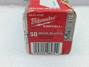 Milwaukee 48-01-6182 Sierra de Sable Hoja 14 Tpi Metal 1Y254 50PCs En Lote - Imagen 1 de 7