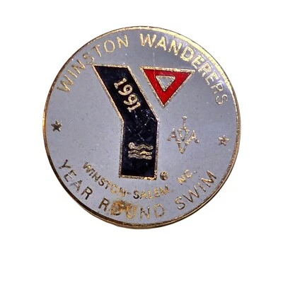 Prendedor de natación YMCA Winston Wanderers 1991 Y AVA IVV Winston Salem NC todo el año la Y Foto 1 de 4