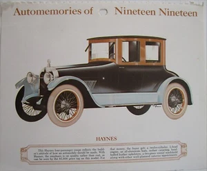 1919 Haynes Coupe Auto Kalender Druck (schwarz & holz) - Bild 1 von 1