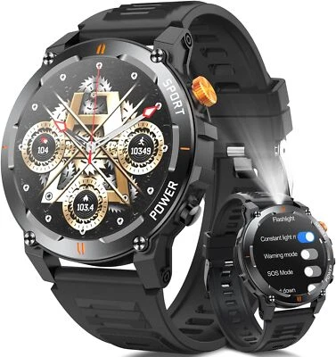 2025 Military Smartwatch Men (Call Receive/Dial) Rugged Tactical Fitness Tracker - Image 1 of 4