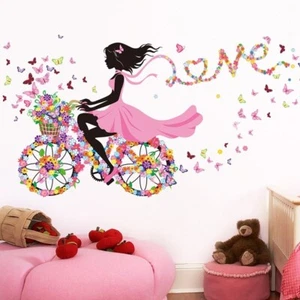 Removable Flower Decal Butterfly Girl Wall Sticker Vinyl Mural Art Home Decor - Picture 1 of 7