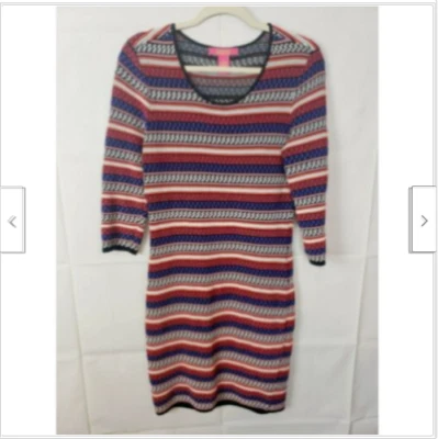Vestido suéter colorido para mujer Catherine Malandrino a rayas elástico manga 3/4 M Foto 1 de 4